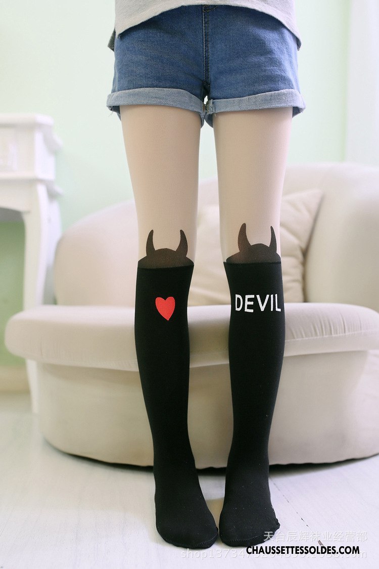 Collant Fille Charmant Chat Légère Printemps Milieu Enfant Blanc