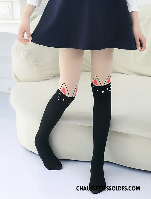 Collant Fille Charmant Chat Légère Printemps Milieu Enfant Blanc