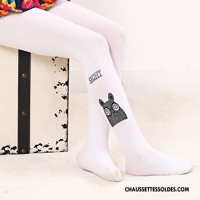 Collant Fille Chaussette Collant Panty Printemps Dessin Animé Enfant Femme Impression Blanc