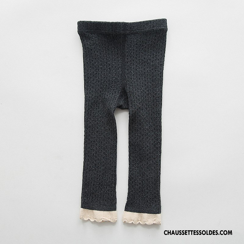 Collant Fille Chaussette Enfant 100% Coton Bébé Dentelle Collant Panty Bleu