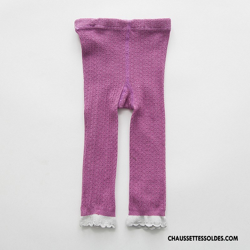 Collant Fille Chaussette Enfant 100% Coton Bébé Dentelle Collant Panty Bleu
