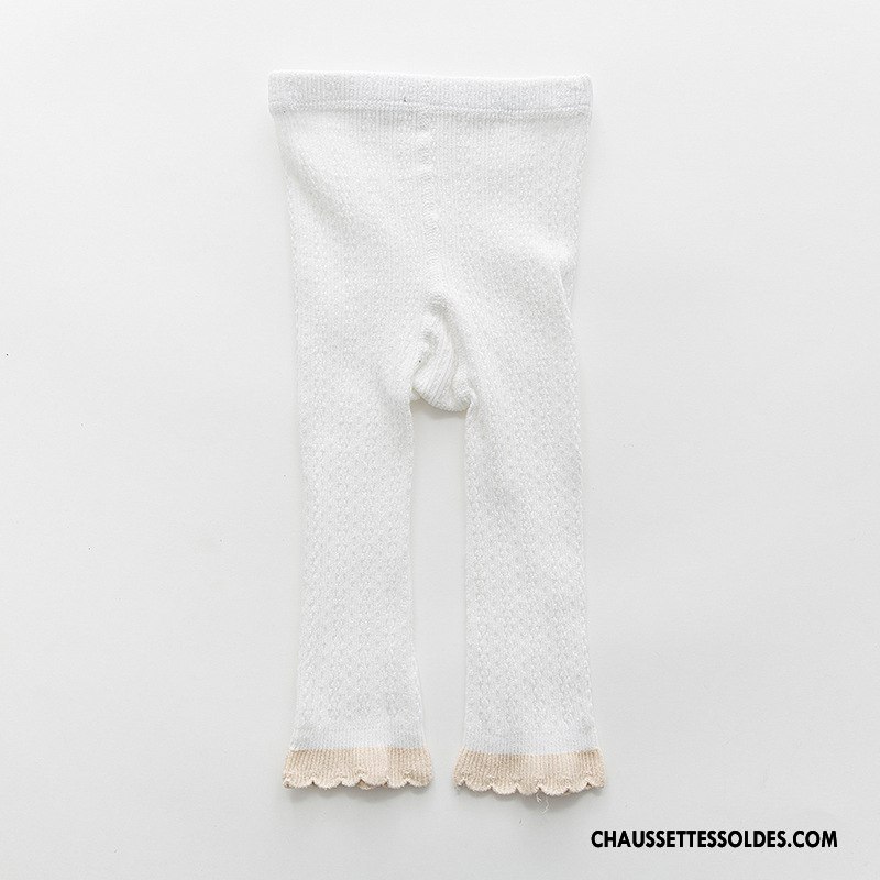 Collant Fille Chaussette Enfant 100% Coton Bébé Dentelle Collant Panty Bleu