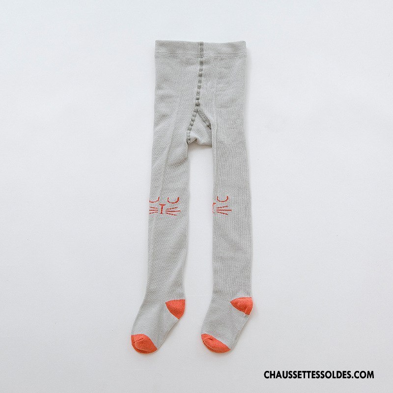 Collant Fille Chaussette Enfant Bébé Collant Panty Matelassé Dessin Animé Gris