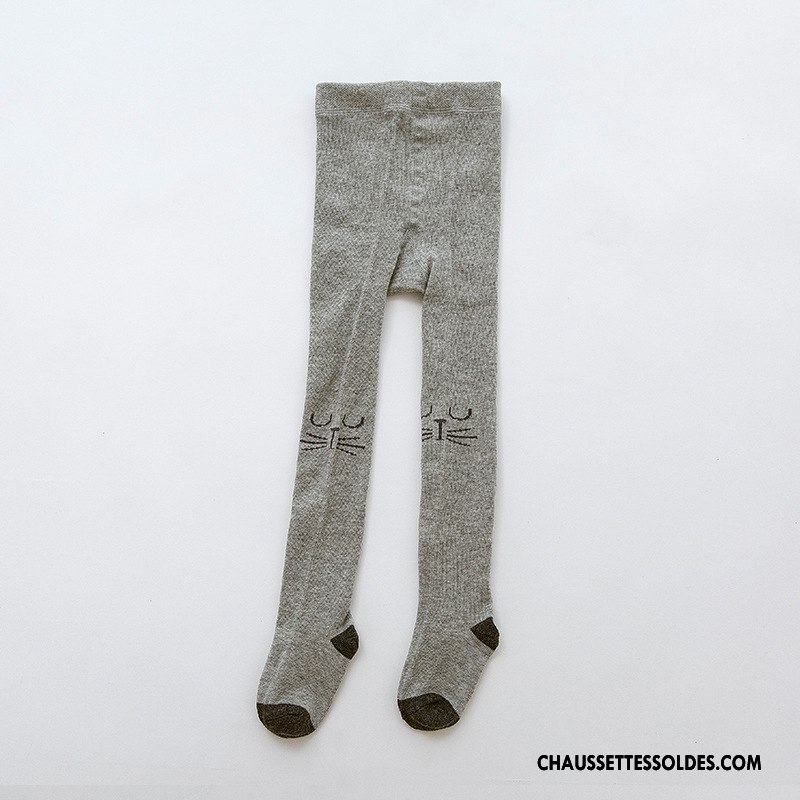 Collant Fille Chaussette Enfant Bébé Collant Panty Matelassé Dessin Animé Gris