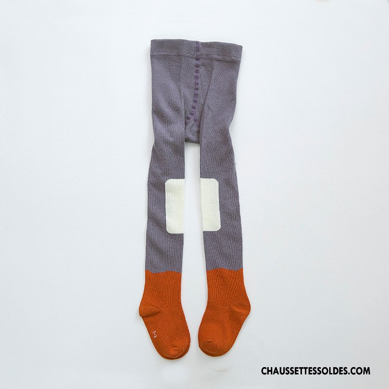 Collant Fille Chaussette Enfant Guêtres Leggings Matelassé Collant Panty Hiver Violet