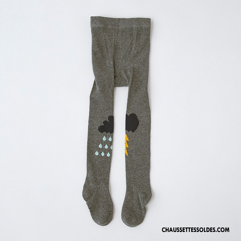 Collant Fille Collant Panty Chaussette Enfant Matelassé Dessin Animé Charmant Gris