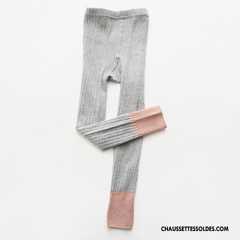 Collant Fille Collants Le Nouveau Femme Épissure Guêtres Leggings Matelassé Or Gris