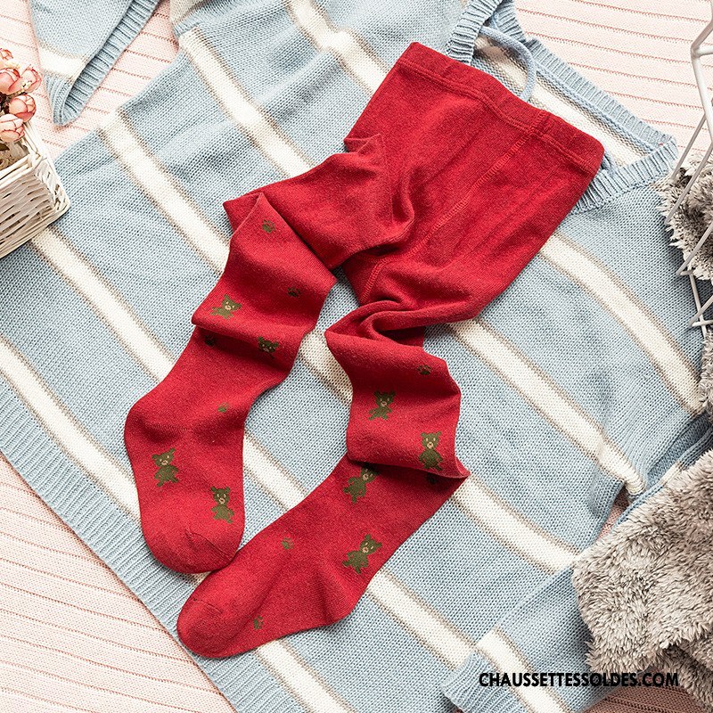 Collant Fille Enfant Printemps Collant Panty Matelassé L'automne En Maille Bordeaux