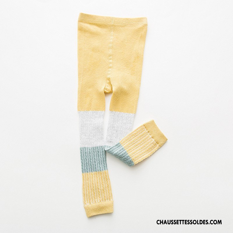 Collant Fille Engrener Été Rayé Printemps Chaussette Guêtres Leggings Couleurs Mixtes Arc En Ciel Jaune