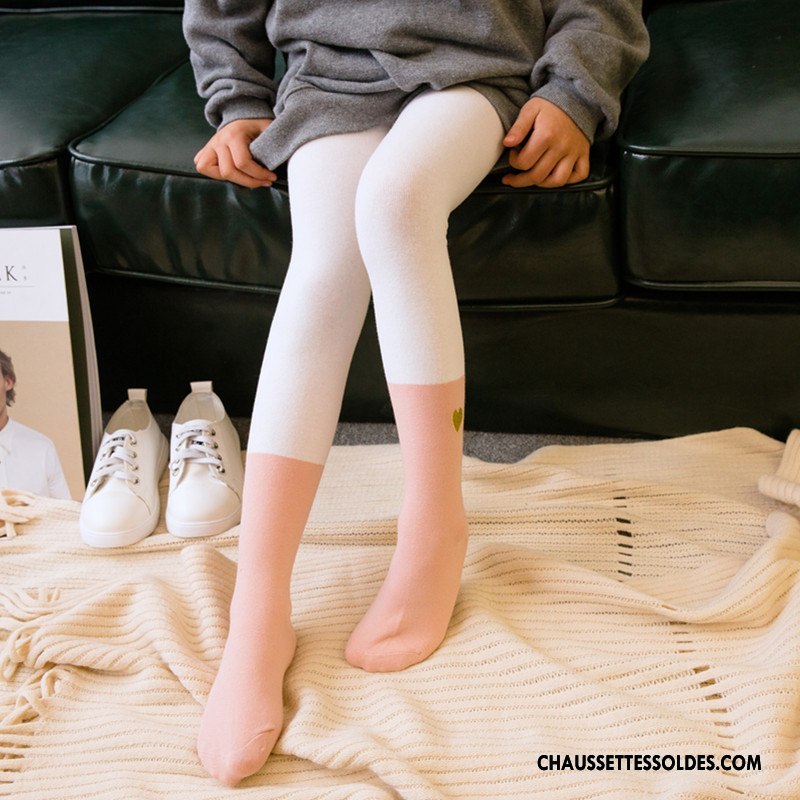 Collant Fille Guêtres Leggings Enfant L'automne Printemps Le Nouveau Femme Couleur De Contraste Blanc