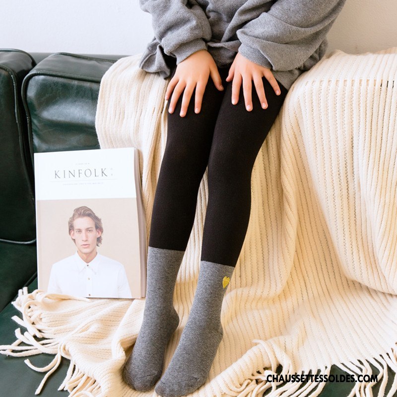 Collant Fille Guêtres Leggings Enfant L'automne Printemps Le Nouveau Femme Couleur De Contraste Blanc