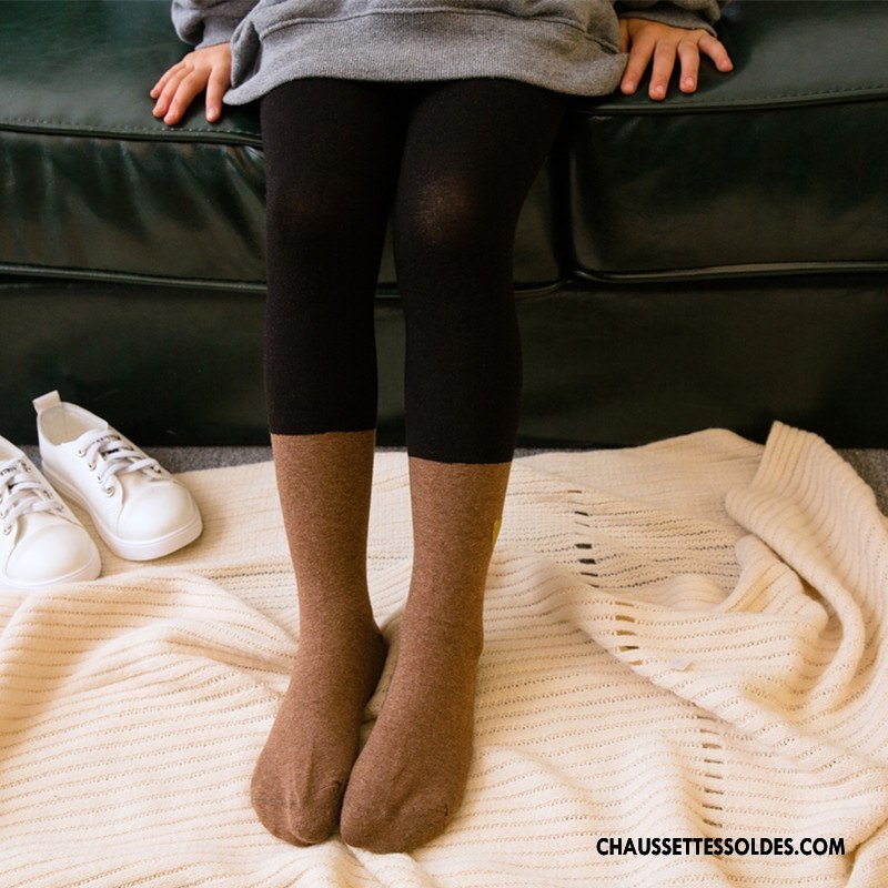 Collant Fille Guêtres Leggings Enfant L'automne Printemps Le Nouveau Femme Couleur De Contraste Blanc