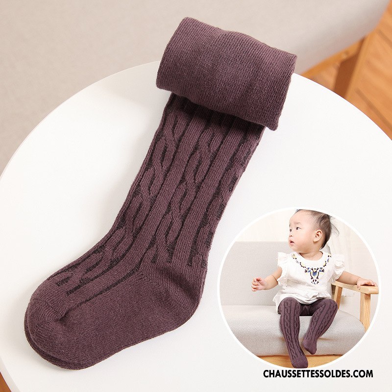 Collant Fille L'automne Petit Bébé Printemps Clair Matelassé Violet