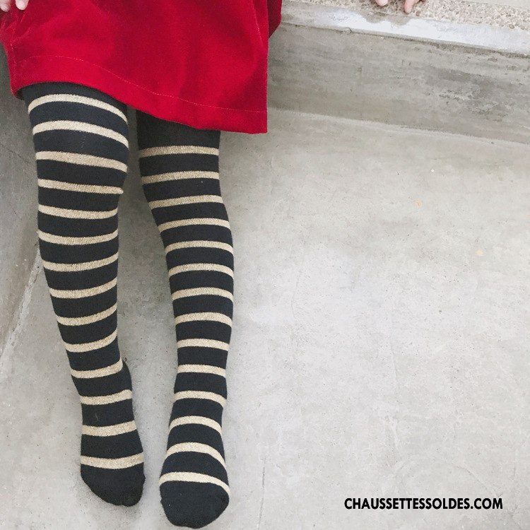 Collant Fille Leggings Rayé Enfant Femme Matelassé Tendance Bleu Or