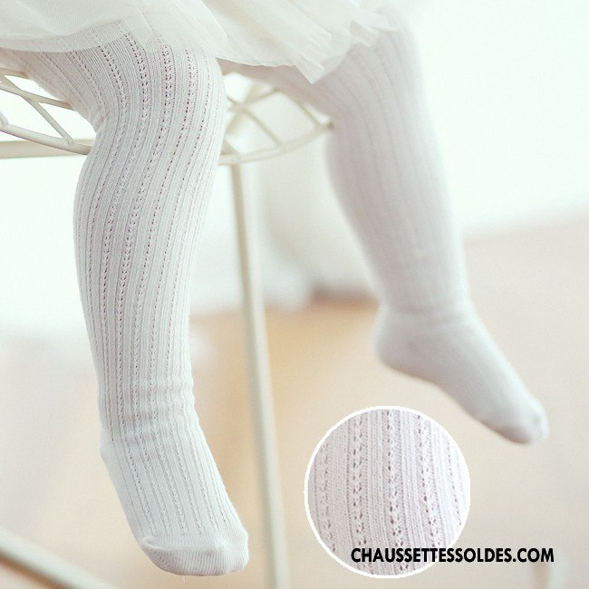 Collant Fille Légère Engrener Enfant Été Matelassé Chaussette Blanc