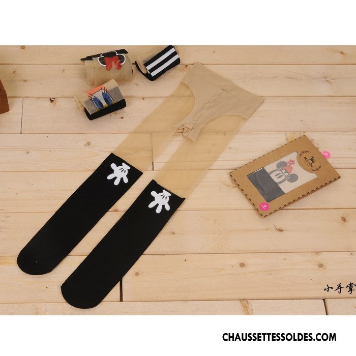 Collant Fille Mince Enfant Chaussette Été Chaussette De Noël Femme Impression Noir