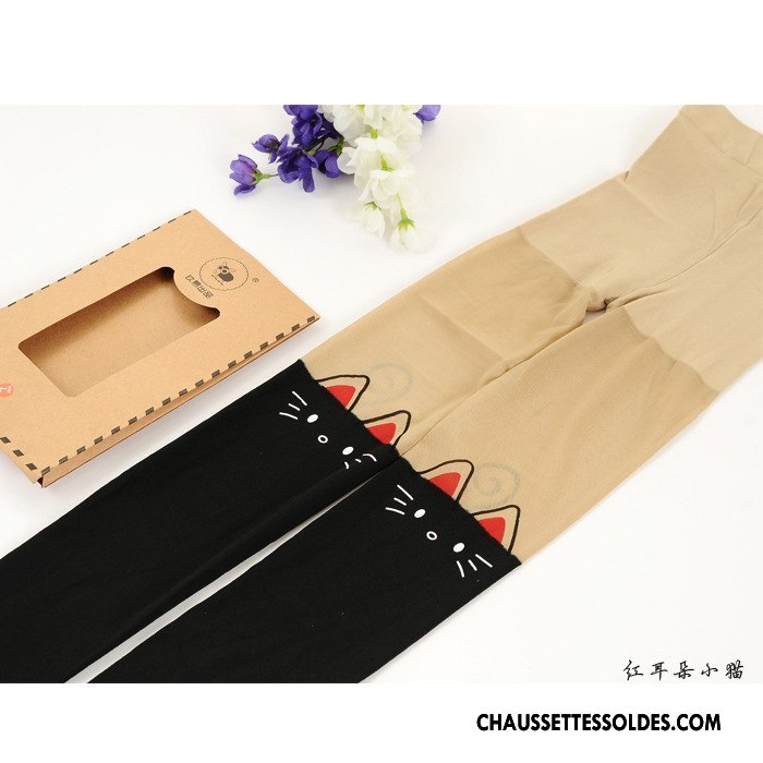 Collant Fille Mince Enfant Chaussette Été Chaussette De Noël Femme Impression Noir