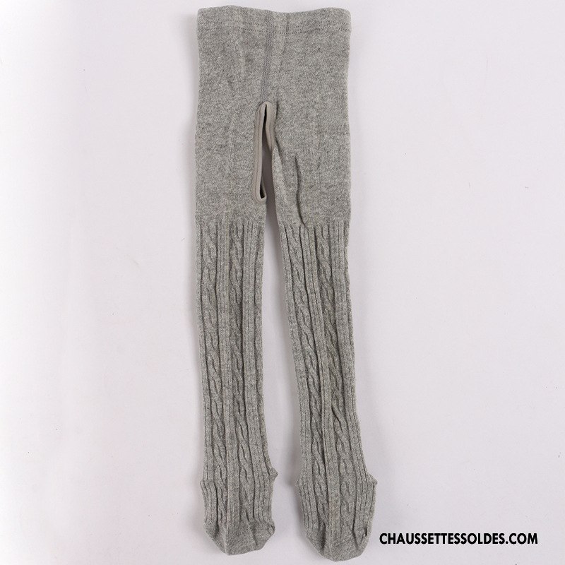 Collant Fille Petit Enfant 100% Coton Gros Chaussette Guêtres Leggings Gris