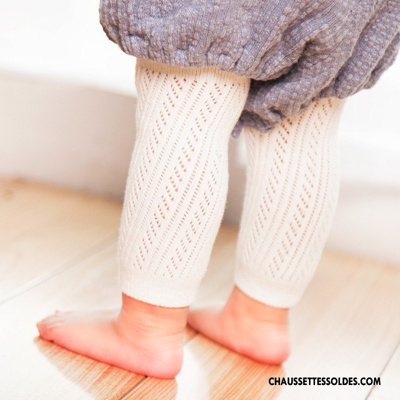 Collant Fille Été Légère Chaussette Guêtres Leggings Bébé Matelassé Blanc