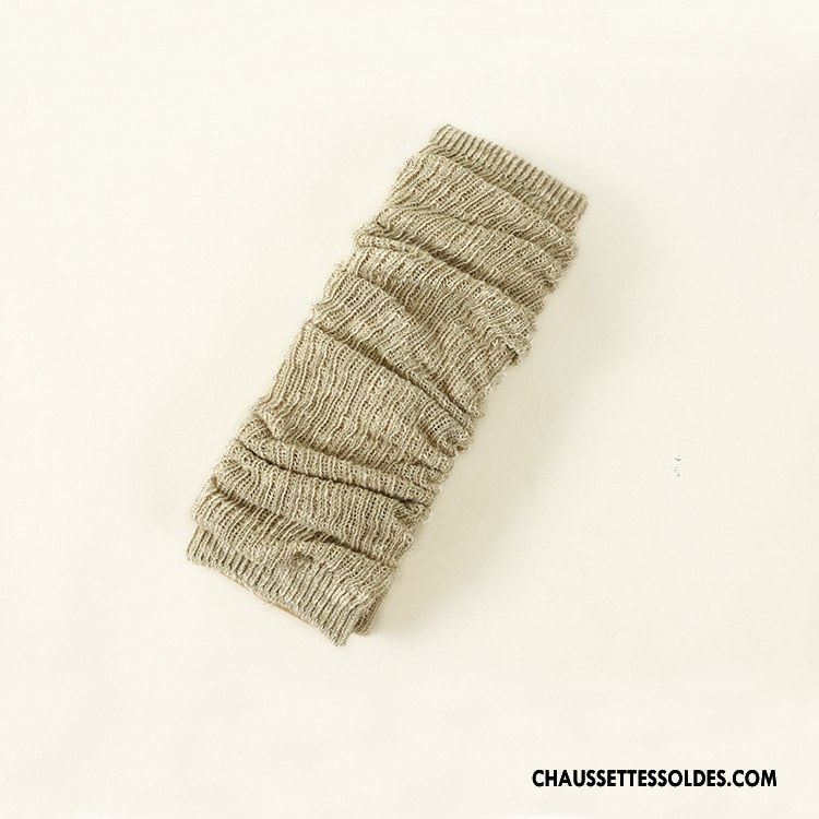 Guêtres Femme Chaussette Couche Double 100% Coton Thermiques L'automne Hiver Gris