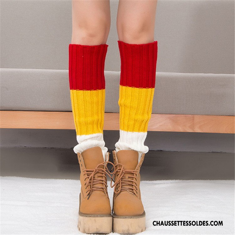 Guêtres Femme Chaussette Hiver Genouillère Dame De Laine Thermiques Couleurs Mixtes Bordeaux
