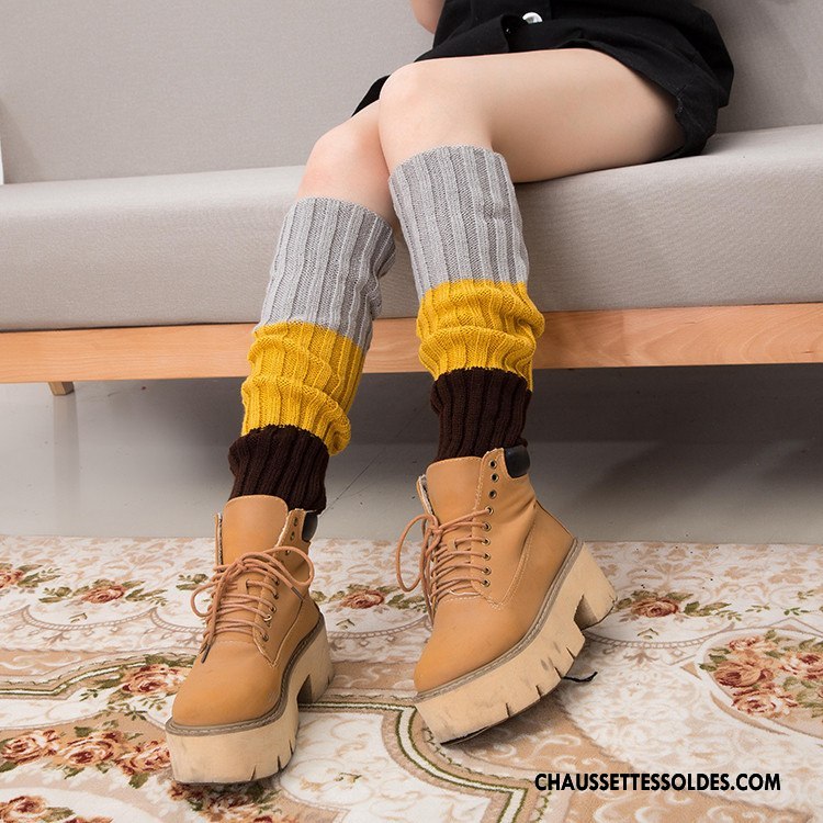 Guêtres Femme Chaussette Hiver Genouillère Dame De Laine Thermiques Couleurs Mixtes Bordeaux