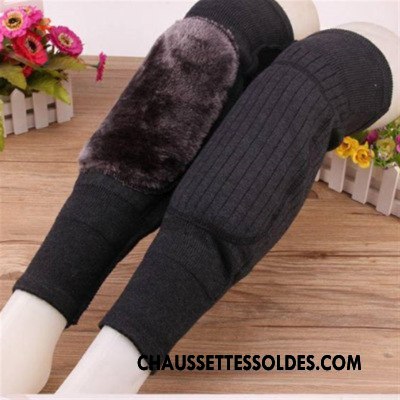 Guêtres Femme Chaussette Personnes Âgées Genouillère Hiver Milieu Renforcé Noir