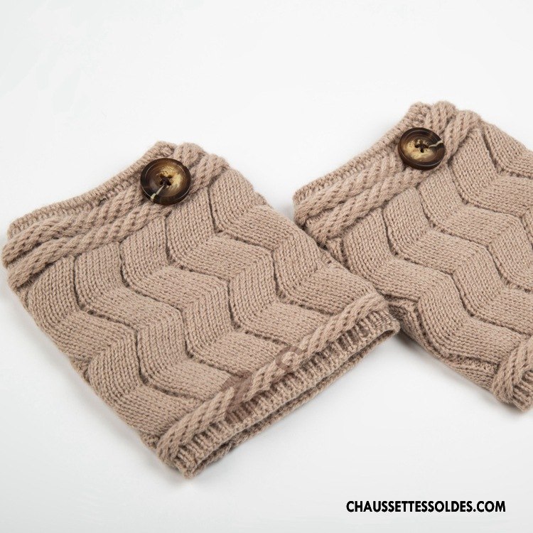 Guêtres Femme Chaussette Style Chaud En Maille De Laine Renforcé Beige Blanc
