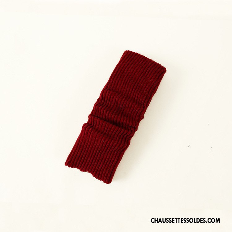 Guêtres Femme Couche Double Mélangé Genouillère La Laine L'automne Hiver Bordeaux