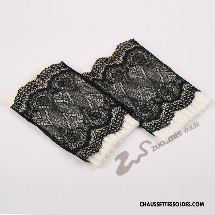 Guêtres Femme De Laine Couche Double Bouton Multifonctions En Maille Chaussette Gris