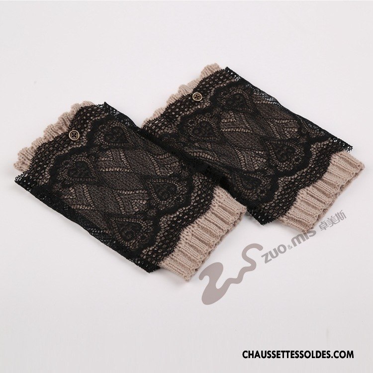 Guêtres Femme De Laine Couche Double Bouton Multifonctions En Maille Chaussette Gris
