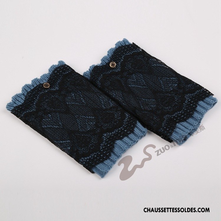 Guêtres Femme De Laine Couche Double Bouton Multifonctions En Maille Chaussette Gris