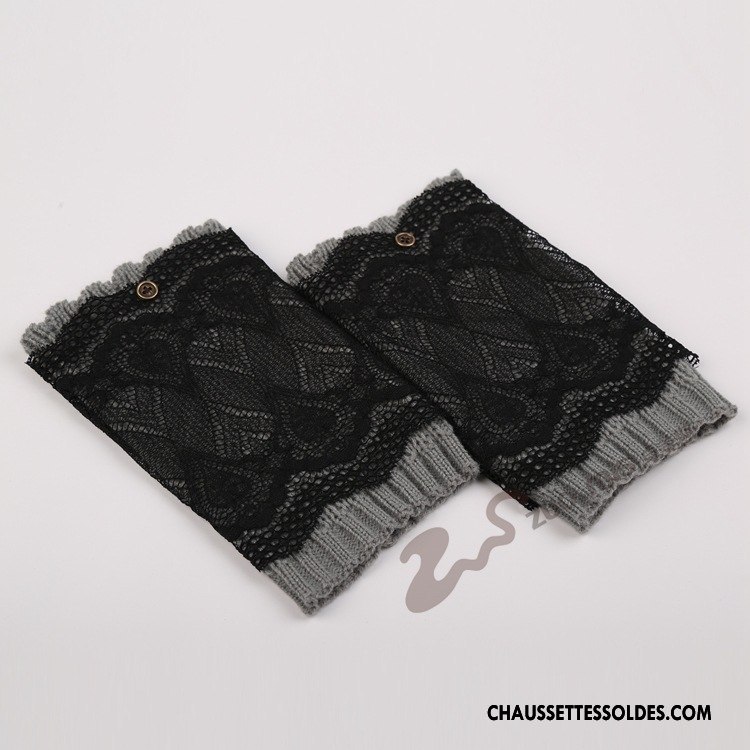 Guêtres Femme De Laine Couche Double Bouton Multifonctions En Maille Chaussette Gris
