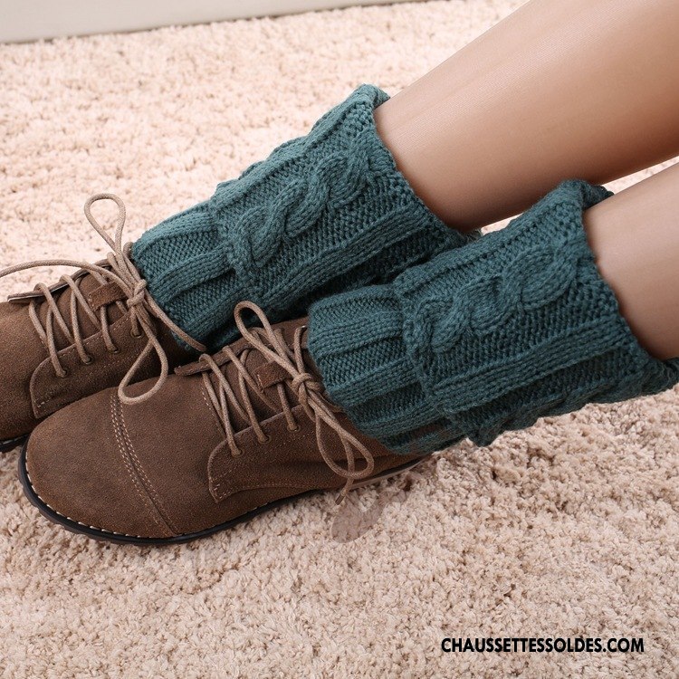 Guêtres Femme De Laine Court Chaussette L'automne Hiver Fleurs Marron / Brun