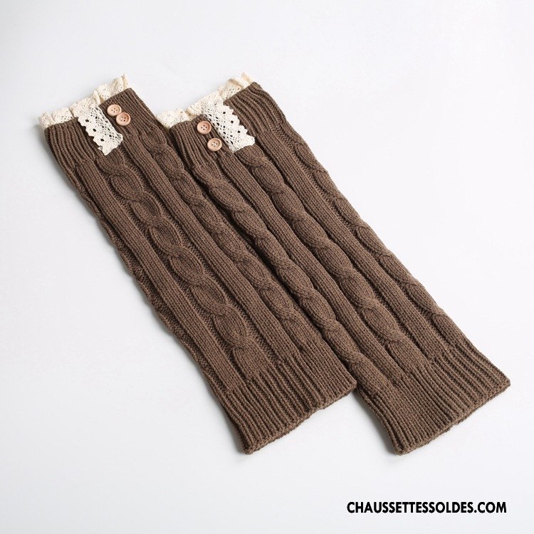 Guêtres Femme De Laine L'automne En Maille Dentelle Hiver Fleurs Gris Foncé