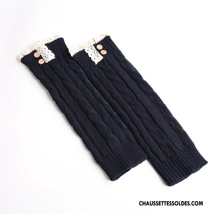 Guêtres Femme De Laine L'automne En Maille Dentelle Hiver Fleurs Gris Foncé