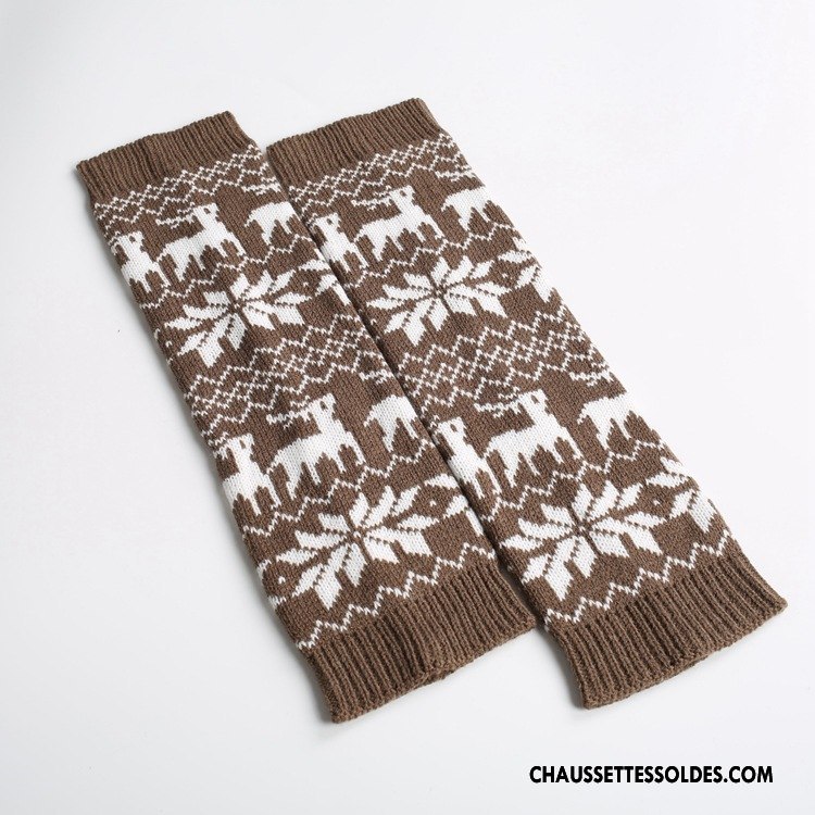 Guêtres Femme De Laine Noël En Maille Petit L'automne Hiver Marron / Brun