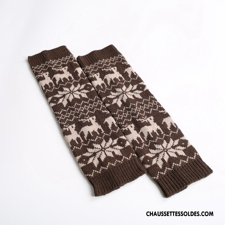 Guêtres Femme De Laine Noël En Maille Petit L'automne Hiver Marron / Brun