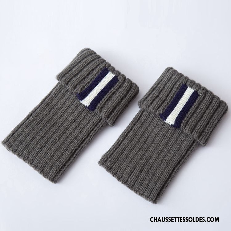 Guêtres Femme De Laine Thermiques Chaussette Le Nouveau Court En Maille Gris