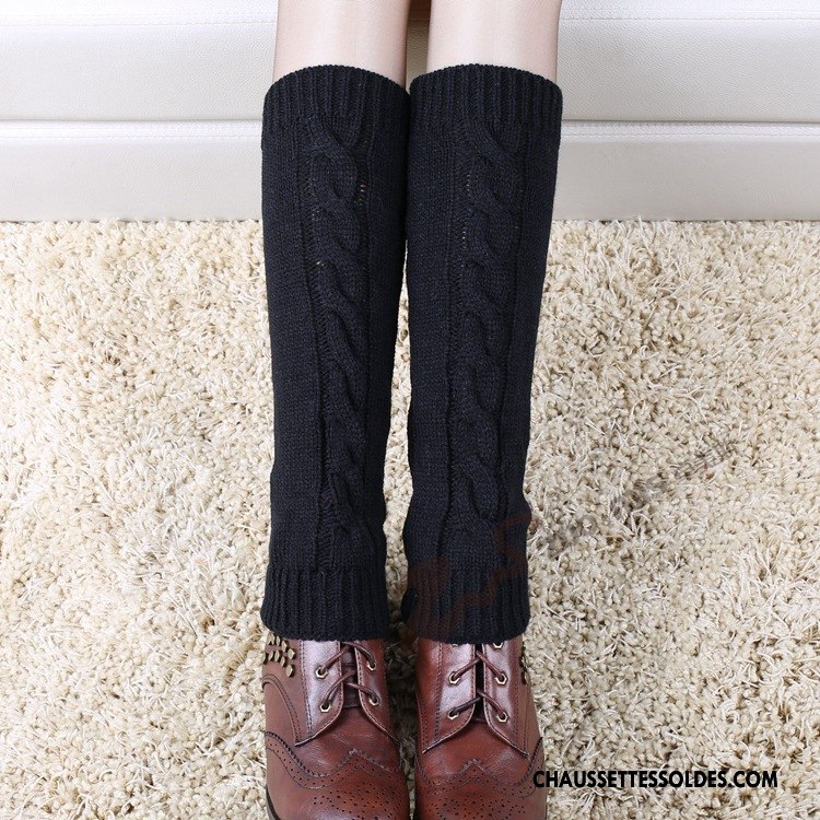 Guêtres Femme De Laine Thermiques Hiver L'automne En Maille Chaussette Bleu