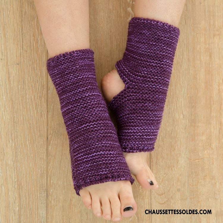 Guêtres Femme De Laine Thermiques Mouvement Yoga Danse Chaussette Violet