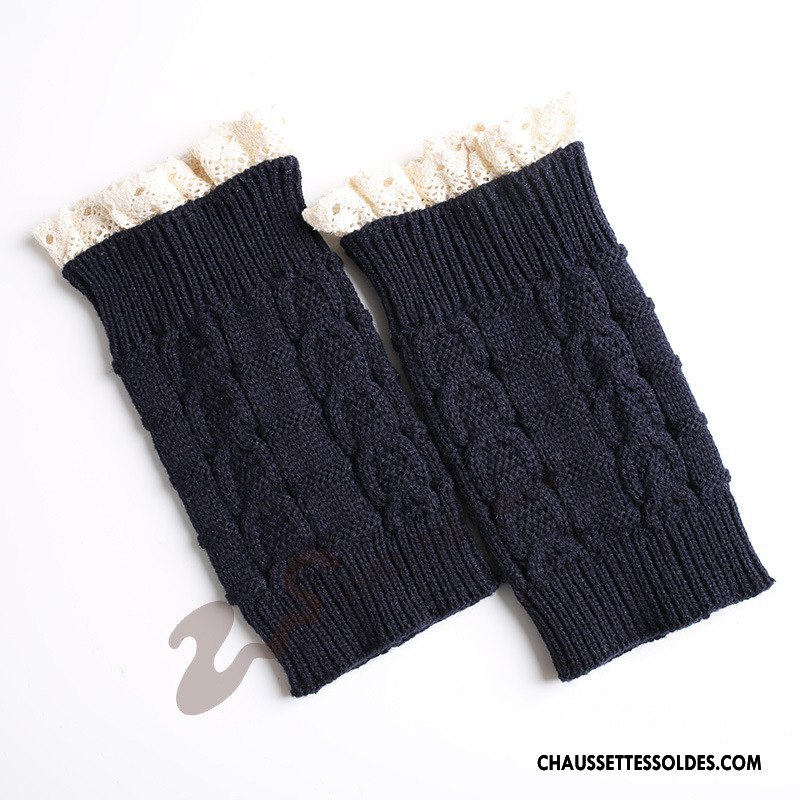 Guêtres Femme Dentelle Court En Maille Hiver Thermiques Chaussette Gris