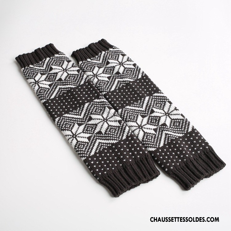 Guêtres Femme En Maille Chaussette Noël Petit De Laine Thermiques Marron / Brun