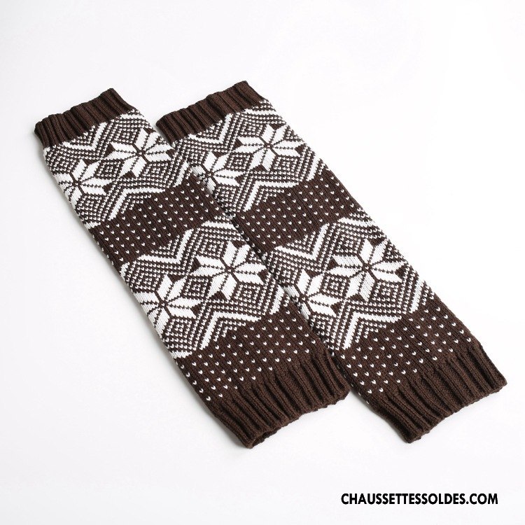 Guêtres Femme En Maille Chaussette Noël Petit De Laine Thermiques Marron / Brun
