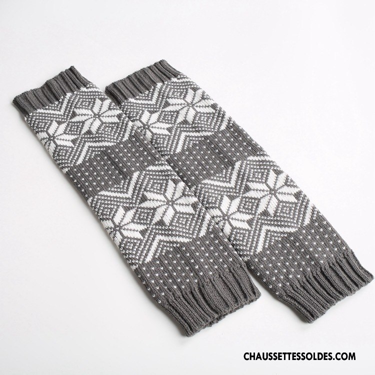 Guêtres Femme En Maille Chaussette Noël Petit De Laine Thermiques Marron / Brun