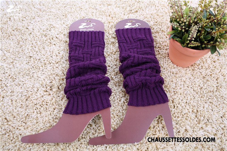Guêtres Femme En Maille Chaussette Thermiques Hiver Violet