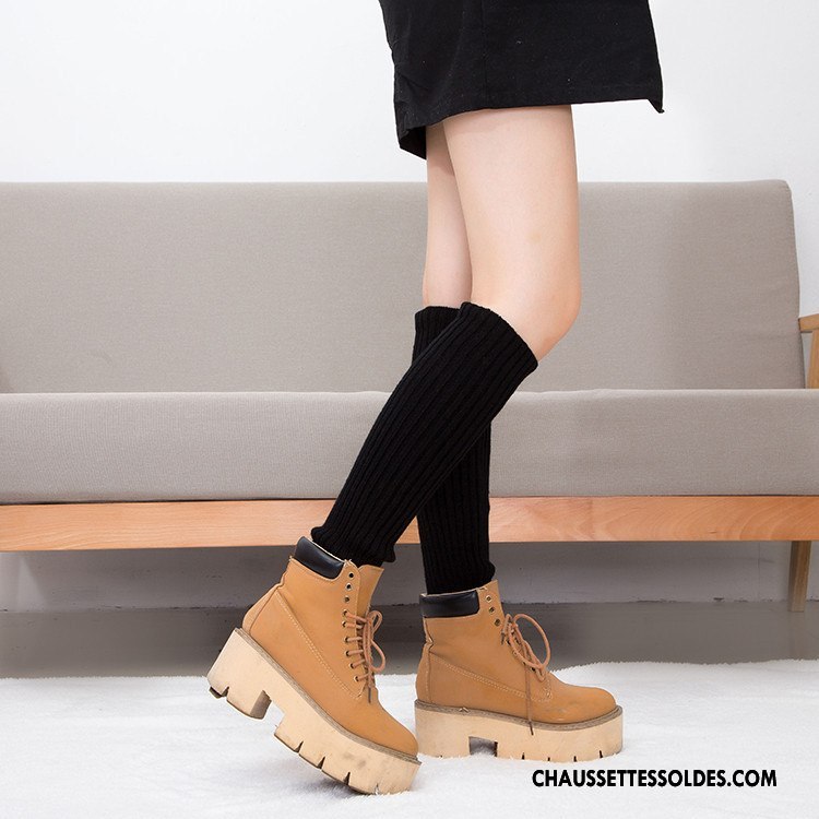 Guêtres Femme En Maille De Laine Milieu Chaussette Multicolore Jaune