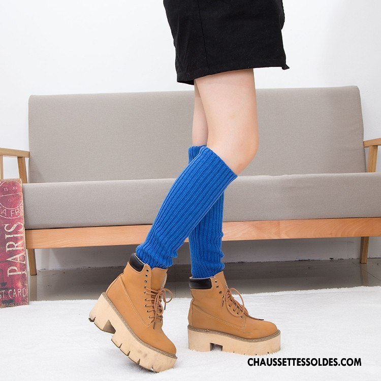 Guêtres Femme En Maille De Laine Milieu Chaussette Multicolore Jaune