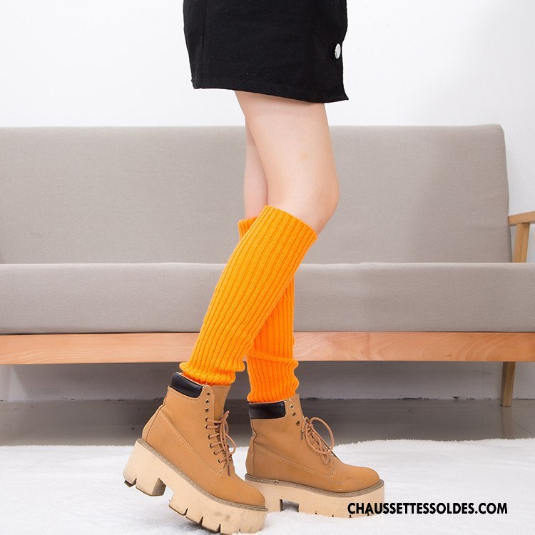 Guêtres Femme En Maille De Laine Milieu Chaussette Multicolore Jaune
