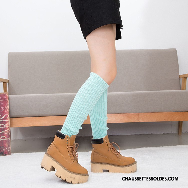 Guêtres Femme En Maille De Laine Milieu Chaussette Multicolore Jaune